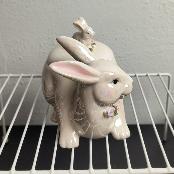 Easter Bunny Candy Nut Dish Ceramic White - Picture 4 of 13